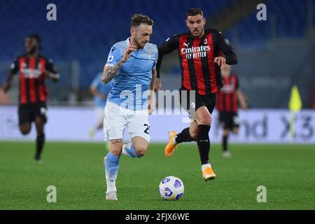 Rom, Italien. April 2021. Italienische Serie A Fußballspiel SS Lazio gegen AC Mailand im Olympiastadion in Rom, Italien. April 2021. Kredit: Roberto Ramaccia/Alamy Live Nachrichten Stockfoto