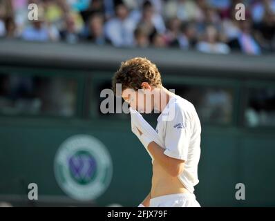 WIMBLEDON TENNIS CHAMPIONSHIPS 2008. 7TH TAG 30/6/2008 ANDT MURRAY WÄHREND SEINES SPIELS MIT R.GASQUET. BILD DAVID ASHDOWN Stockfoto