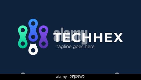 Sechseckige Knoten, Abstraktes Logo. Technologie Hexagonal Logo, Modern, Minimalistisch, Futuristisch, Vektor-Logo-Vorlage Stock Vektor