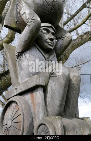 Rick Hansen Totem - Carver: Corky Baine. Cowichan Valley, Vancouver Island, British Columbia, Kanada. Stockfoto