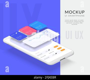 Realistische Handy zerlegt Schnittstelle Hintergrund Zusammensetzung mit getrennten Bildschirmen Und Bild von Smartphone mit Apps Vektordarstellung Stock Vektor