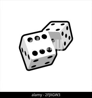 Zwei fallende realistische Würfel auf weißem Hintergrund. Casino-Design für Webanwendungen, Infografiken, Werbung, Layout. Vektorgrafik. Stock Vektor