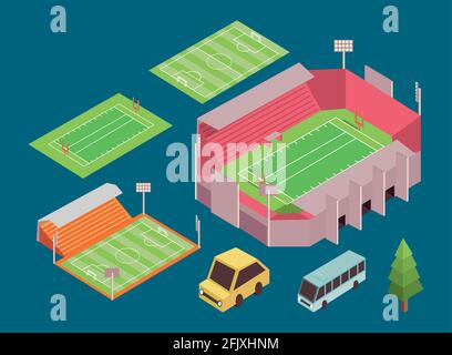 Isometrische fünf Sport-Symbole Stock Vektor