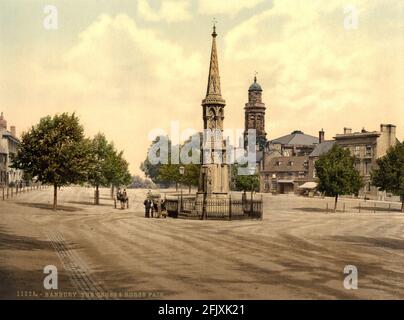 Banbury Cross and Horse Fair um 1890-1900 Stockfoto