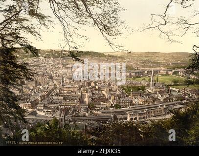 Ein Blick auf Ober Bath von Beetchen Cliff , Somerset um 1890-1900 Stockfoto