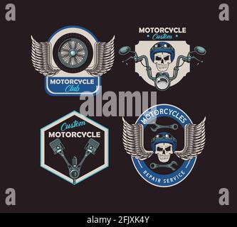 Vier Motorrad-Patches Stock Vektor