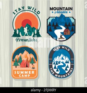 Sommer Camping Patches Stock Vektor