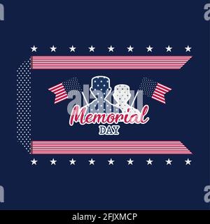 US Army Men Silhouetten mit Flaggen der Vereinigten Staaten. Memorial Day Poster - Vektor-Illustration Stock Vektor