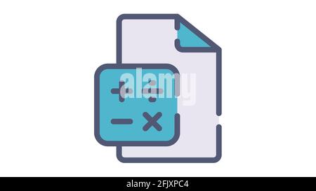 Papierbericht berechnen einzelnes isoliertes Symbol mit einem einzelnen isolierten Symbol Mit flachem Strich oder gestrichelter Vektorgrafik Stockfoto