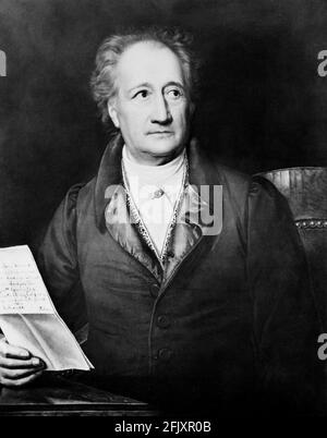 1828 , DEUTSCHLAND : der deutsche Dichter JOHANN WOLFANG von GOETHE ( 1749 - 1832 ) , Ölgemälde von Josef Stieler , Weimar ( Deutschland ) , Goethe-Museum - POESIE - POETA - letterato - LETTERATURA - LITERATUR - ritratto - Kragen - colletto - Krawatte - Cravatta - Portrait - ritratto - fermacravatta - Pin-tie - spilla - Pin ---- Archivio GBB Stockfoto