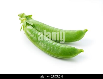 Zwei Schnapperbsen auf weißem Hintergrund. Stockfoto