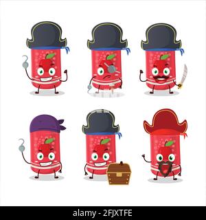 Cartoon-Charakter von Apfel Soda kann mit verschiedenen Piraten Emoticons. Vektorgrafik Stock Vektor