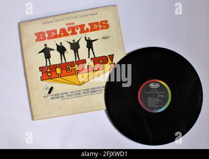 The Beatles Original Motion Picture Soundtrack Hilfe! Musikalbum auf Vinyl-Schallplatte. Englische Rockmusik. Stockfoto