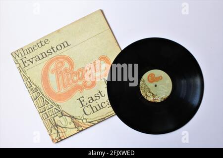 Rockband, Chicago-Musikalbum auf Vinyl-LP-Disc. Mit dem Titel: Chicago XI Stockfoto