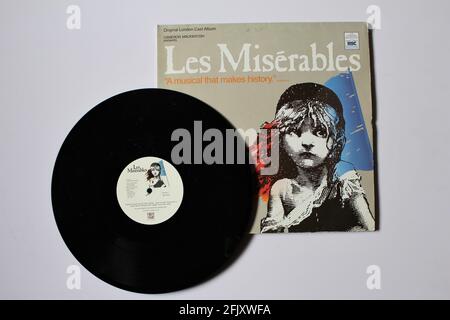 Les Misérables musikalisches, original Londoner Cast-Album, produziert von Cameron Mackintosh. Soundtrack auf Vinyl Schallplatte LP Album. Stockfoto