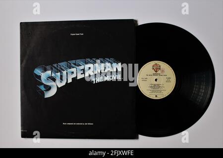 Superman The Movie Original Motion Picture Soundtrack auf Vinyl LP-Album. Warner Brothers Records. Musik von John Williams Stockfoto