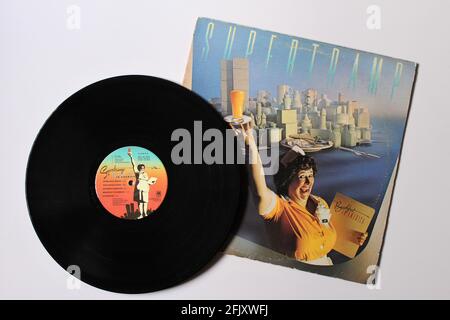 Pop, Soft Rock und Art Rock Band, Supertramp Musikalbum auf Vinyl LP Disc. Titel: Frühstück in Amerika. Englische Rockband. Stockfoto