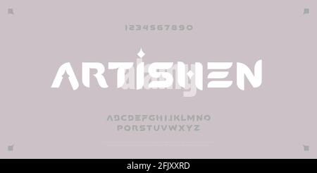 Abstrakt elegante Schrift Zeichen Alphabet Design Typ Satz. Königliches klassisches Vintage- und zeitgemäßes Stilkonzept mit Zahlenvektor-Illustration Stock Vektor