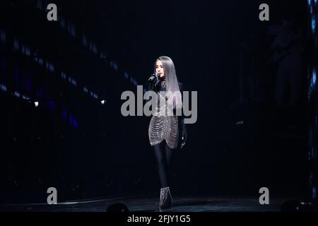 Taipeh. April 2021. Jolin Tsai veranstaltete am 26. April 2021 ihr letztes Konzert auf der „Ugly Beauty±“-Welttournee und lud Eric Chou zu einem Besuch in Taipei, Taiwan, China ein.(Foto by TPG) Quelle: TopPhoto/Alamy Live News Stockfoto