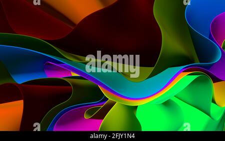 Abstrakter Hintergrund von welligen Formen. 3d-Rendering. Stockfoto