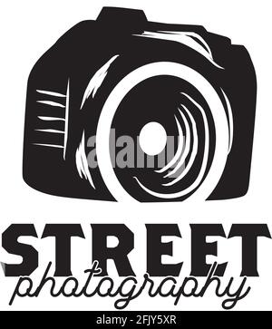 Street Fotografie Logo Design mit Kamera Symbol Vektor Vorlage Stock Vektor