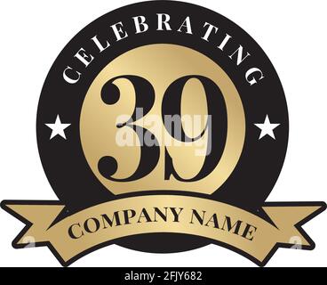 39. Jahrestag Logo Design Vektor Vorlage Stock Vektor