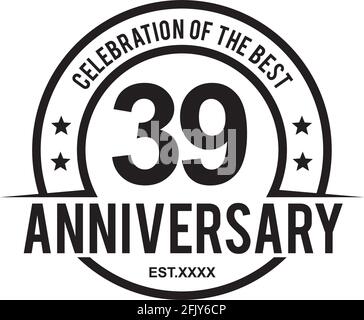 39. Jahrestag Logo Design Vektor Vorlage Stock Vektor