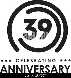 39. Jahrestag Logo Design Vektor Vorlage Stock Vektor