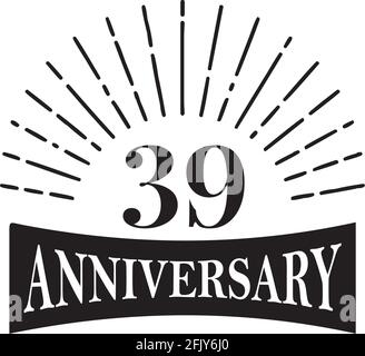 39. Jahrestag Logo Design Vektor Vorlage Stock Vektor