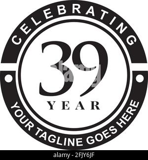 39. Jahrestag Logo Design Vektor Vorlage Stock Vektor