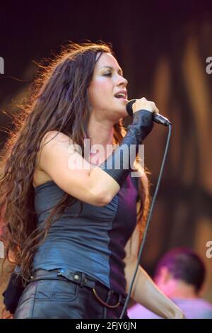 Alanis Morissette, V2002, Hylands Park, Chelmsford, Essex, Großbritannien - 17. August 2002 Stockfoto