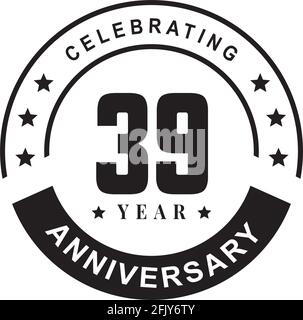 39. Jahrestag Logo Design Vektor Vorlage Stock Vektor