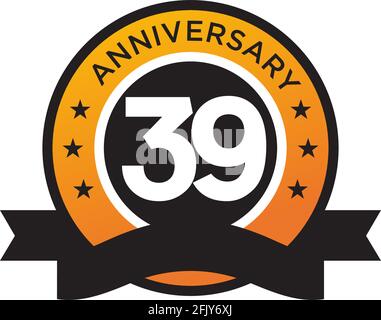 39. Jahrestag Logo Design Vektor Vorlage Stock Vektor
