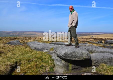 Standing Proud, High Brown Knoll, Pennines, Hebden Bridge, Calderdale, West Yorkshire Stockfoto