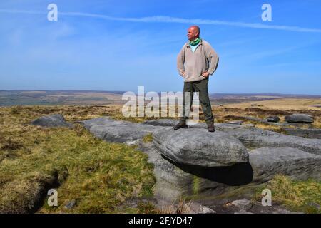 Standing Proud, High Brown Knoll, Pennines, Hebden Bridge, Calderdale, West Yorkshire Stockfoto