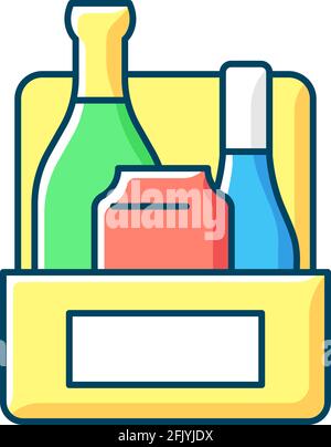 Alkoholisches Getränk zu gehen RGB-Farbsymbol. Wein, Bier und Spirituosen. Alkoholische Getränke, Cocktails. Restaurant, Bar, Brauerei. Isolierte Vektordarstellung Stock Vektor