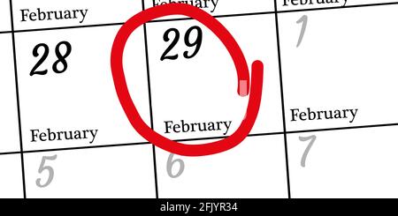 „Happy LEAP day“ oder „LEAP year“-Schriftzug. Kalenderseite Februar 29. Heute ist ein zusätzlicher Tag. Vektorgrafik Stock Vektor