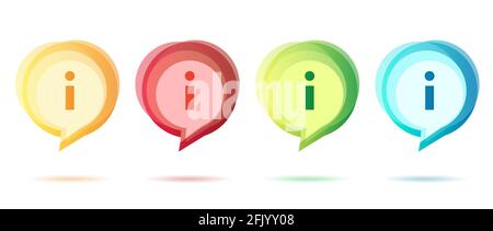 Satz von bunten Sprechblasen, Ebenen überlagern Grafikelement mit Informationssymbol innen Stock Vektor