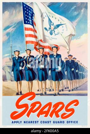 US-Amerikanerin, Plakat zur Rekrutierung von Frauen aus dem 2. Weltkrieg: SPARS, Women's Reserve, US Coast Guard (USCG), 1941-1945 Stockfoto