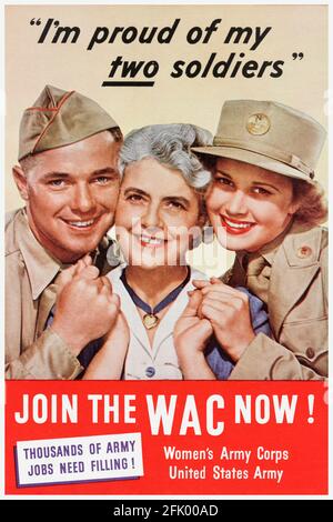 Join the WAC Now!, Women's Army Corps: American, WK2 Female war Work Poster, 1941-1945 Stockfoto