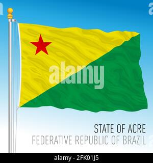 Bundesstaat Acre, offizielle Regionalflagge, Brasilien, Vektorgrafik Stock Vektor