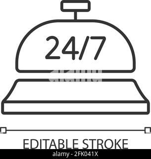 24-Stunden-Concierge-Service mit linearem Symbol Stock Vektor