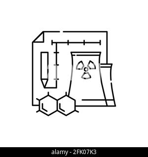 Nuclear Engineering Farbliniensymbol. Piktogramm für Webseite, mobile App, Promo. UI UX GUI Design-Element. Bearbeitbare Kontur. Stock Vektor