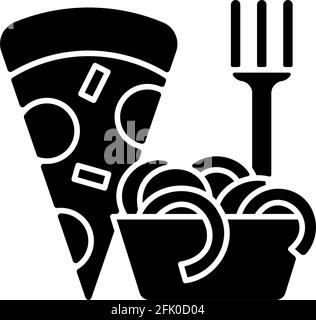 Italienisches Essen zum Mitnehmen, schwarzes Glyphen-Symbol Stock Vektor