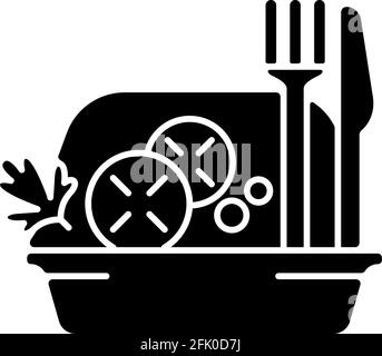 Salate zum Mitnehmen, schwarzes Glyphen-Symbol Stock Vektor