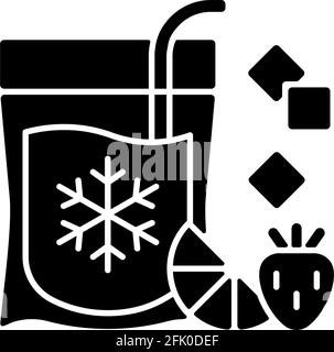 Slushy Getränke zu gehen schwarz Glyphe Symbol Stock Vektor