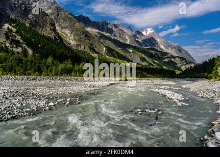 Dora im Vinschgau, Monte Bianco, Courmayeur, Aostatal, Italien, Europa Stockfoto