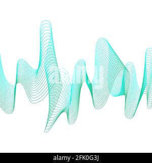 Abstraktes Muster farbige Wellen Spektrum blau grün Verlauf Übergang transparent Digitaler Vibrationshintergrund Stockfoto