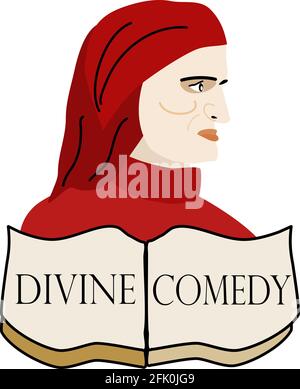 Bild von Dante mit Göttlicher Komödie Stockfoto