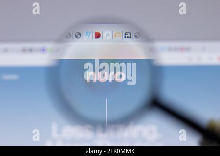 New York, USA - 26. April 2021: Nahaufnahme des Nuro-Logos auf der Webseite, illustrative redaktionelle Verwendung Stockfoto